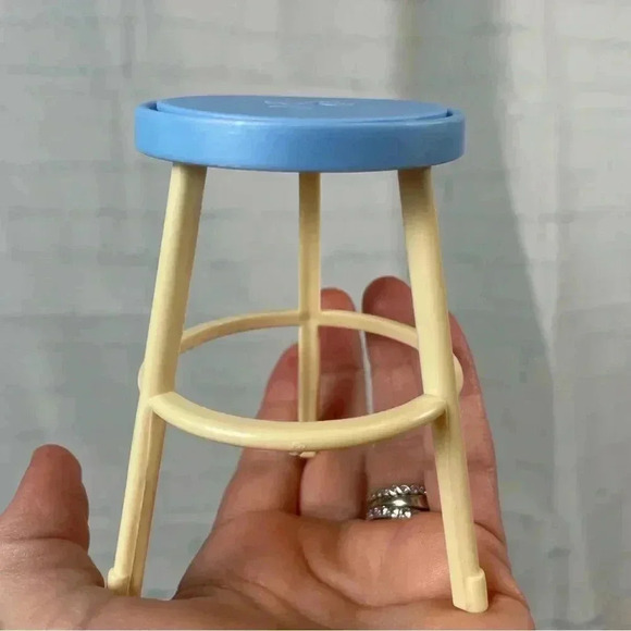 Barbie Furniture bar stool seat Chair Blue Cream Classic Replacement Seat Ken - Picture 4 of 5
